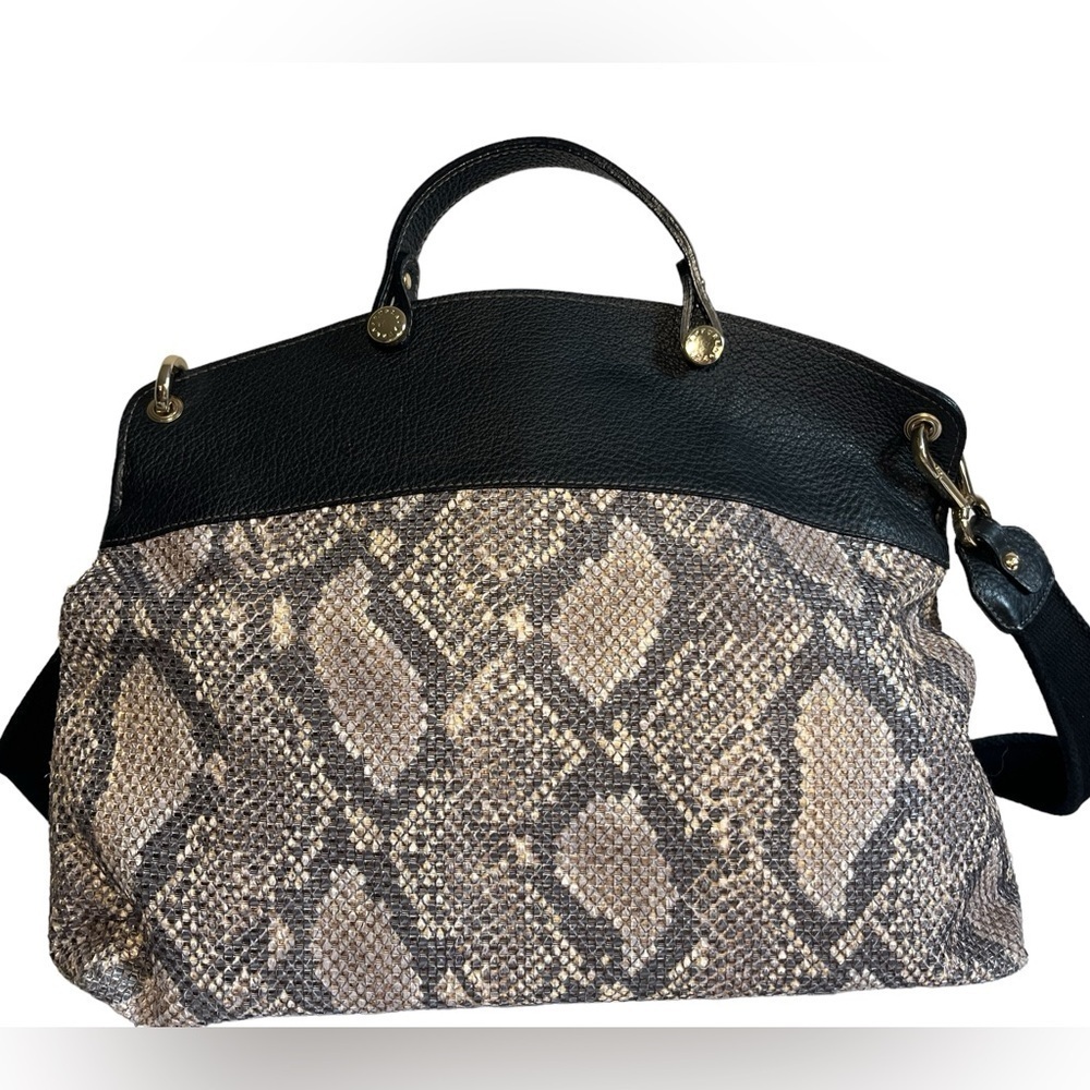 Furla Piper Cartella Bandoliera Satchel Handbag, EUC, Leather, black